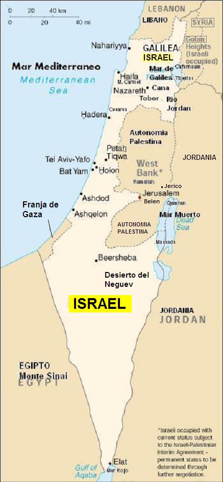 Mapa de israel actual