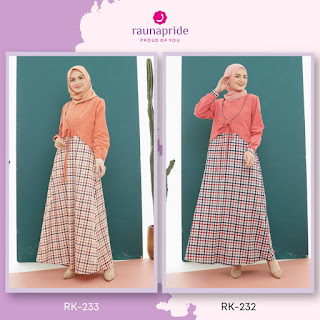 Koleksi Gamis Muslimah Rauna Terbaru RK 232, RK 233