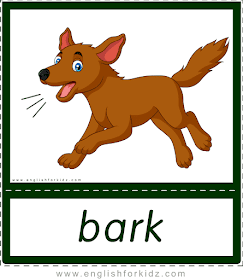 Animal sounds flashcards - bark - dog -- printable ESL resources
