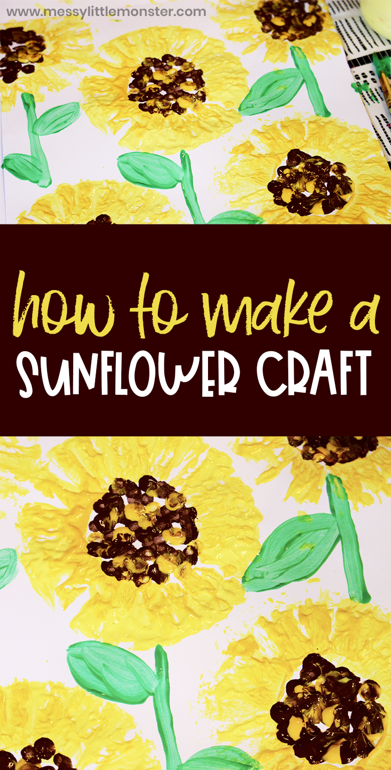 How to make sunflower craft. Preschool sunflower craft using a toilet paper roll stamp.