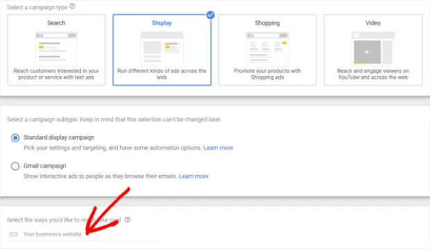 Google ads campaign type display