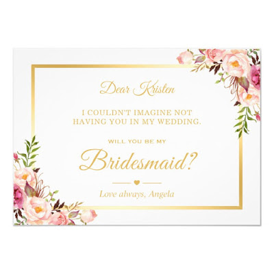  Chic Gold Pink Floral Will You Be My Bridesmaid Invitation