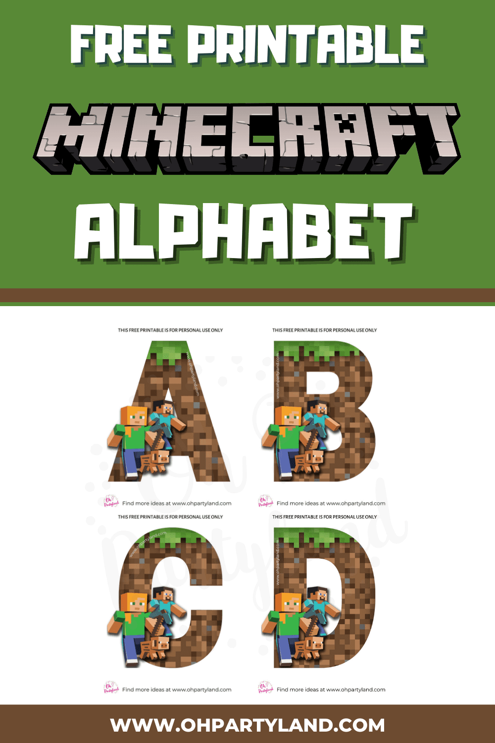 free printable minecraft alphabet