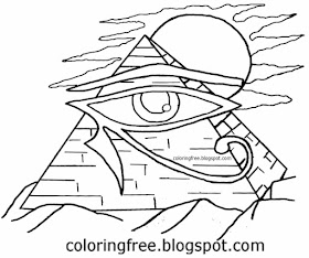 Printable Egyptian pyramid of Giza drawing Egypt symbol eye of Horus coloring in pages for teenagers