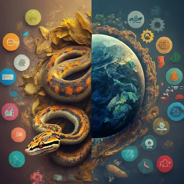 Python with app icons , 
