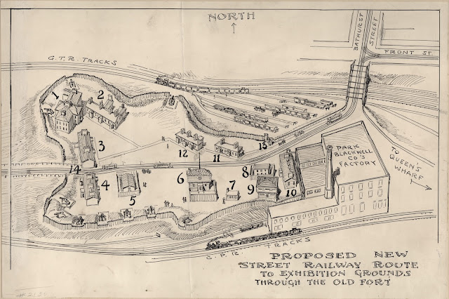 Proposed New Street Railway Route to Exhibition Grounds Through The Old Fort, 1905, attributed to Owen Staples