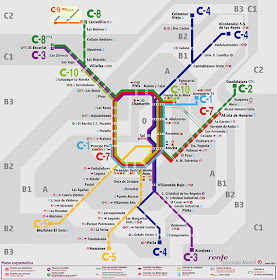 Plano de Cercanías Madrid, edición esquemática. Junio 2013 - pincha para ampliar el plano