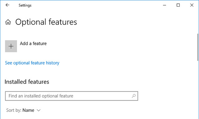 Windows 10 optional features