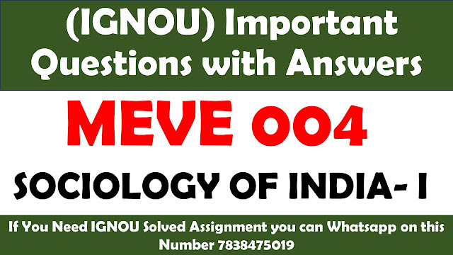 MEVE 004 Important Questions with Answers