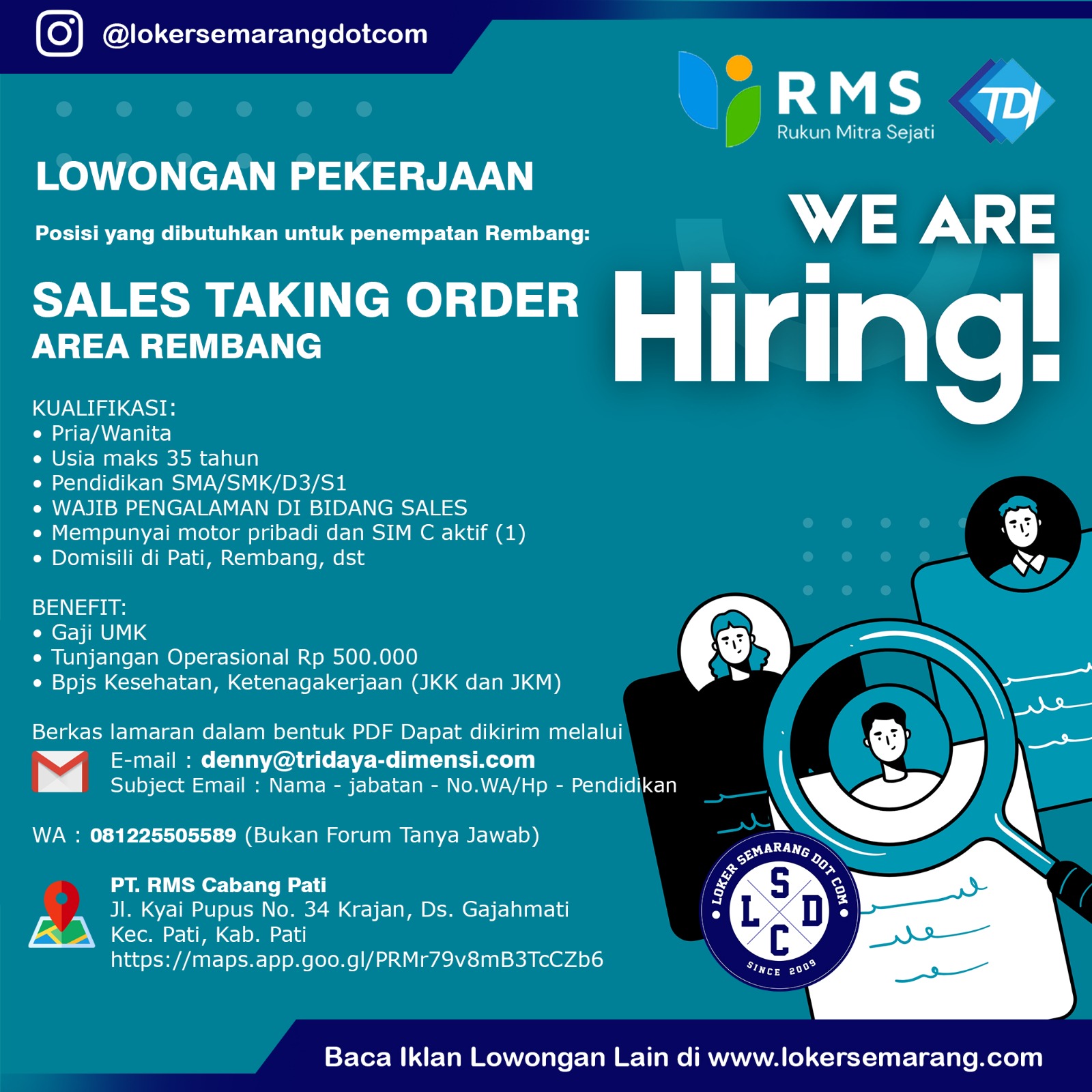 Loker PT RMS Cabang Pati Sales TO Area Rembang