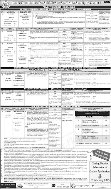 Punjab Public Service Commission Advertisement No.1 Jobs 2023 - Online Apply Procedure