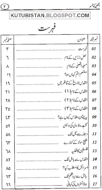 Contents of Aqsaa Kay Aansoo Pdf Urdu Book