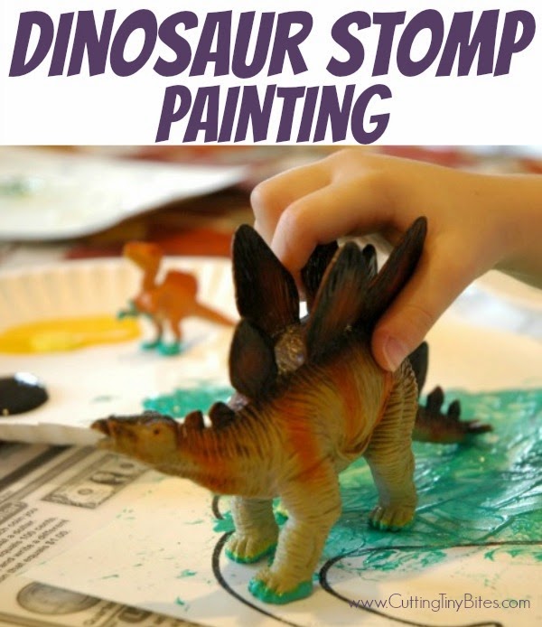 Dinosaur Stomp Painting as part of Dinosaur Theme Weekly Home Preschool