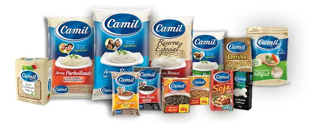 Foto com todos os produtos produzidos pela Camil S.A