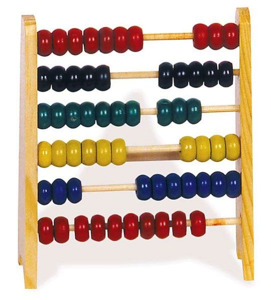 Simple abacus with coloured beads