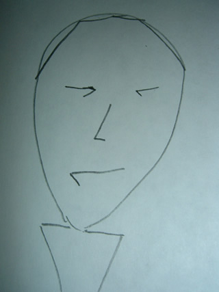 Sketch of a tired face made of sevens