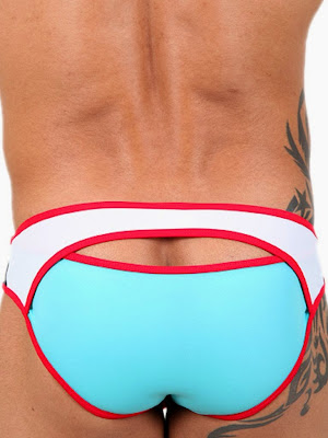 Pistol Pete Cruiser Brief Swimwear Black-Aqua Back Cool4Guys