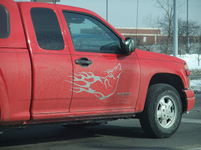 fire wolf, truck decal, part fire, part wolf, 