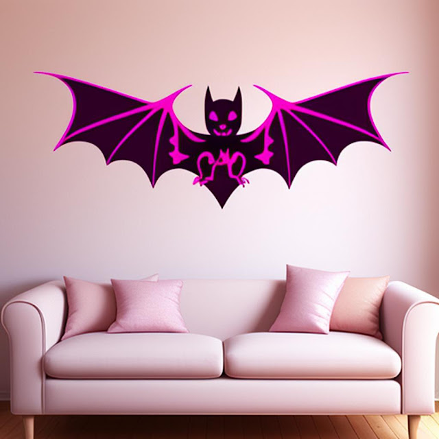 Spooky Pink Bat Wall Decals