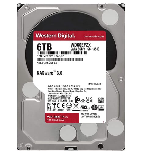 Western Digital 6TB WD Red Plus NAS Internal Hard Drive