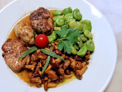 ris de veau, girolles, fèves