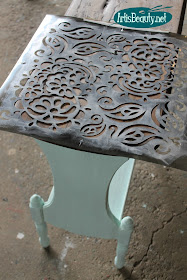 paisley stencil diy side table stencilled makeover before and after dumpster dive roadside rescue 