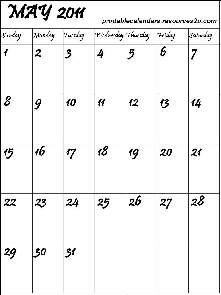 printable calendar 2011 may. May 2011 Calendars with