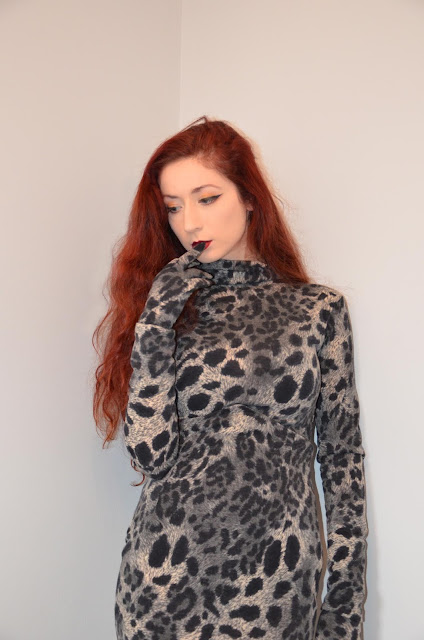 Self drafted sewing pattern DIY modest fashion leopard print bodycon