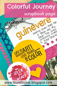 Colorful Journey scrapbook page by laura williams featuring fun stampers journey color pop, and flower tangle stamp sets | three sneaky scrapbooking tips using stamps and dies #lauralooloo #funstampersjourney #scrapbooking 