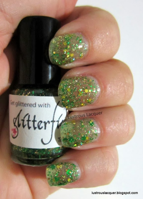 Glitterfied Nails Astro Turf, Green Gold Glitter
