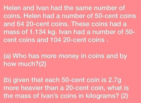 PSLE math question has Singaporeans memeing what Ivan and Helen should do with their coins, posted on Wednesday, 06 October 2021