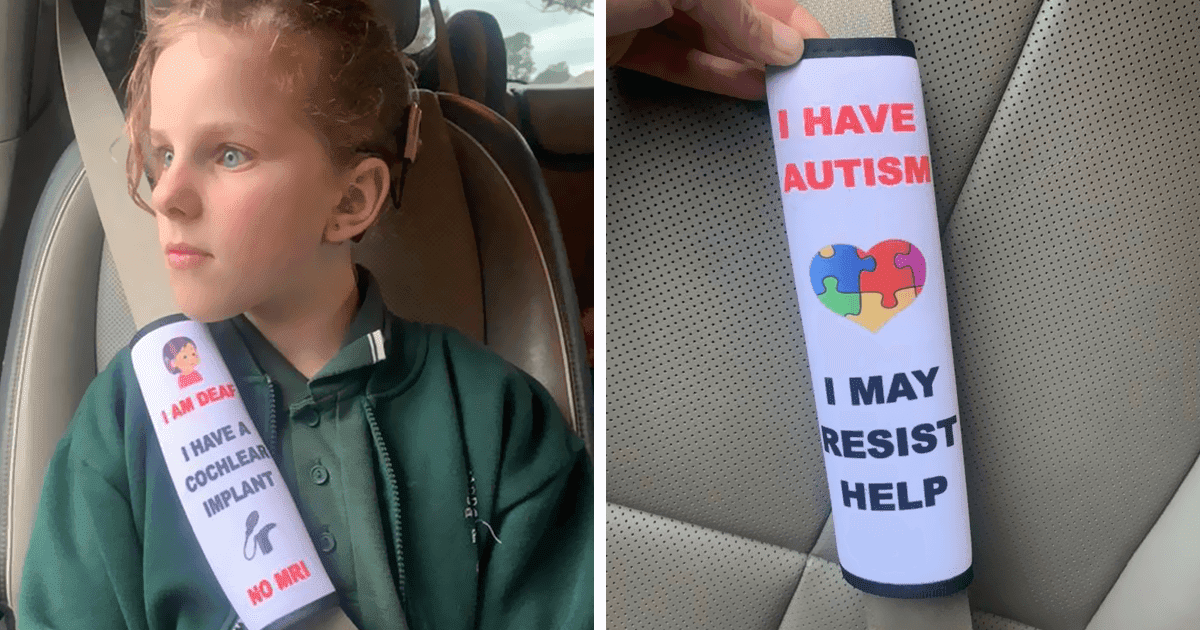 Australian Mom Created Seat Belt Covers That Warn Emergency Workers About Kids' Health Issues