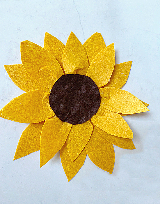 felt sunflower with brown center