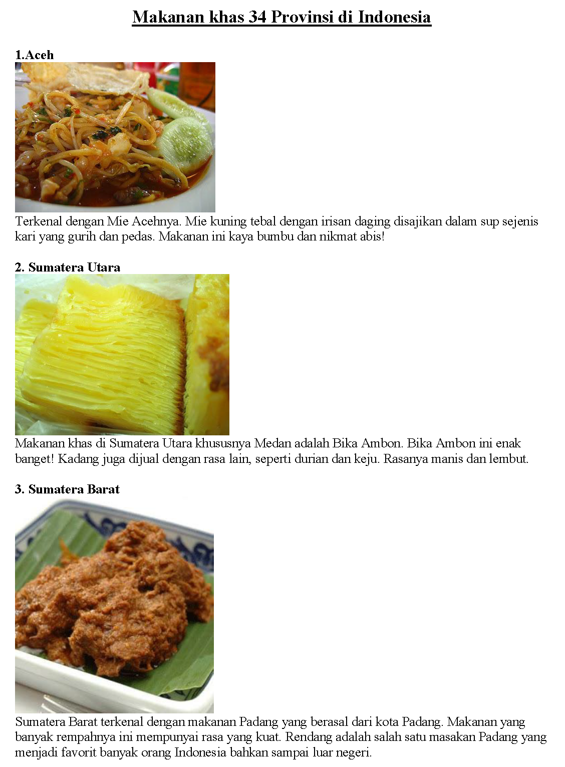 Jenis Makanan Khas Nusantara - Tugas Sekolah  Tataboga 