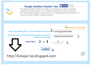 tool pengecek blog yang masuk google sandbox