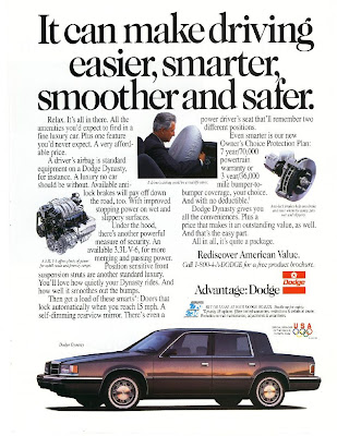 This is an original 1990. Dodge Dynasty Ad Measures 11" x 8 1/4"