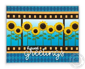 Sunny Studio Stamps Fall Flicks Filmstrip Sunflower Harvest Greetings Card (featuring Preppy Prints 6x6 Patterned Paper)