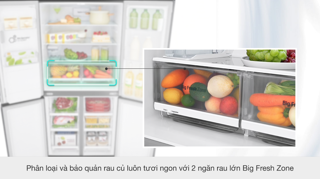 Tủ lạnh LG Inverter 494 lít GR-D22MB - Ngăn rau củ