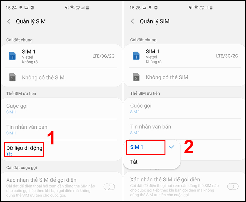 Bật dữ liệu di dộng