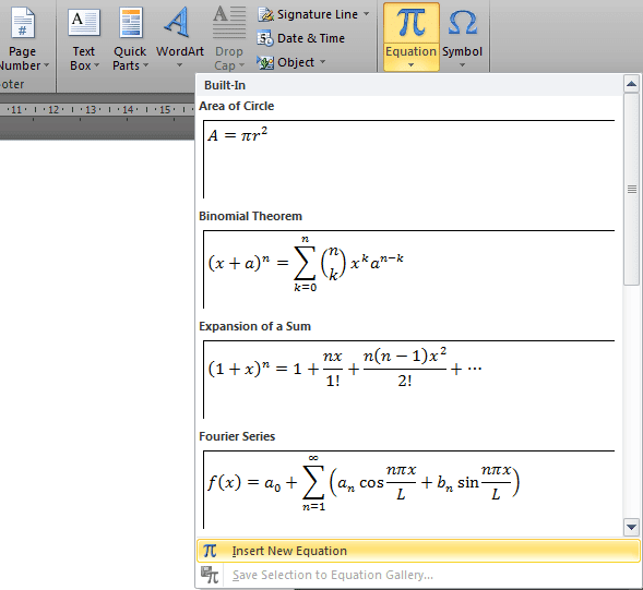 Cara Menuliskan Bentuk Persamaan dan Rumus Matematika Pada Microsoft Word