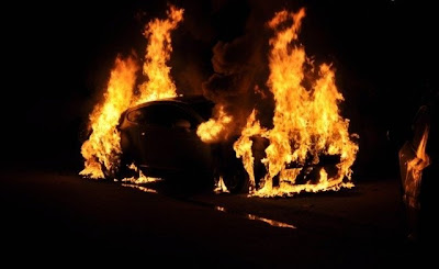 burned Bentley Continental GT Coupe