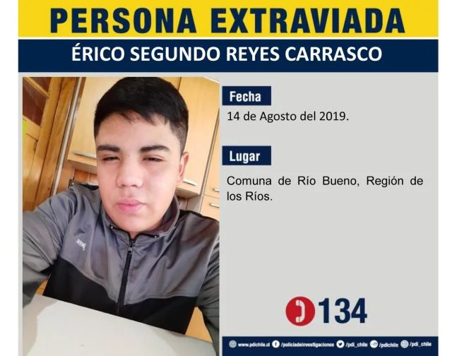 Menos de 17 años desaparecido en Río Bueno