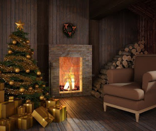 3D Christmas fireplace Wallpapers