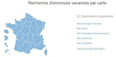 la carte de destinations des vacances