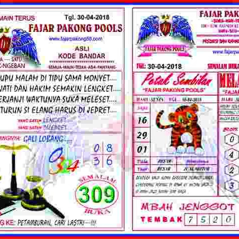 Kode Syair Fajar Pakong Pools 01 Mei 2018