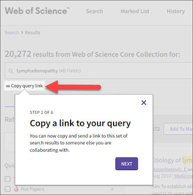 New Copy Query Link button allows you to easily share a link to your search.