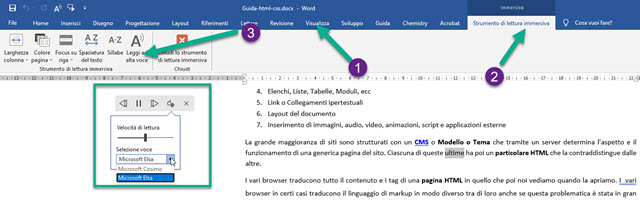 lettura immersiva e scelta voce word