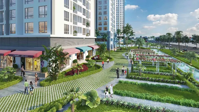 Không gian xanh, khuôn viên tại dự án FLC Garden City.