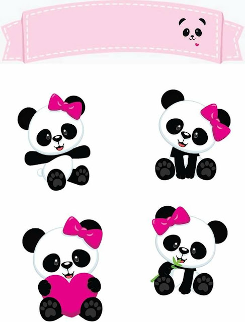 Panda Girl Bear Free Printable Cake Toppers.