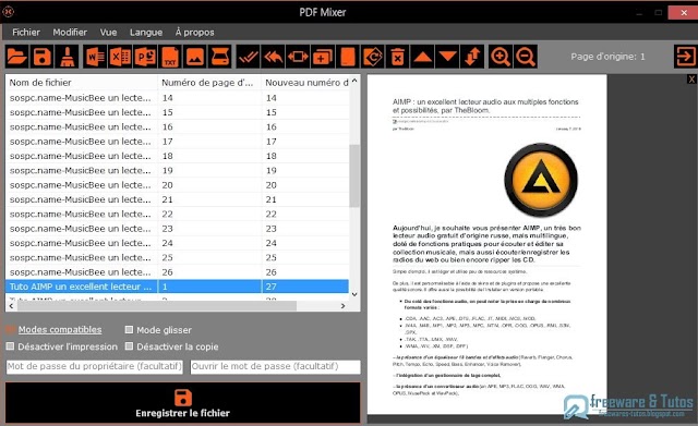 PDF Mixer : un logiciel gratuit pour organiser et mixer les fichiers PDF et leur importer des fichiers Office et des images